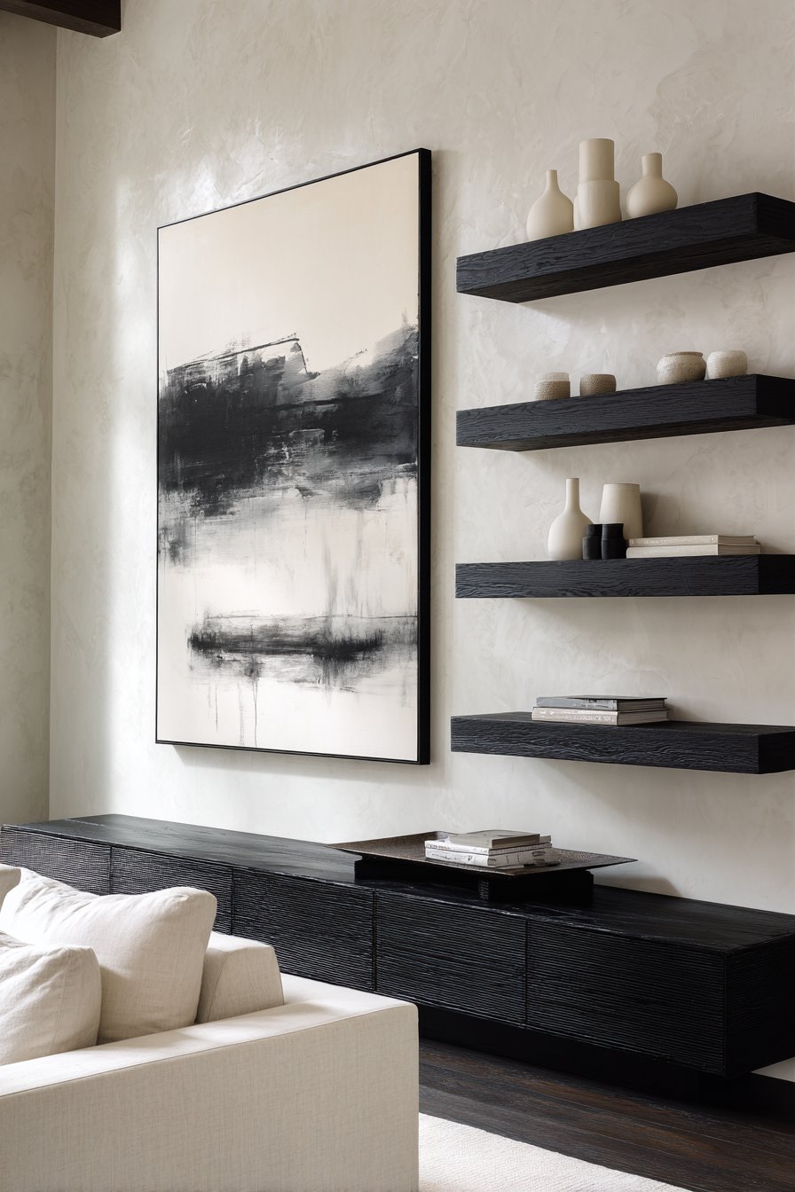 Sophisticated Media Wall with Textured Plaster