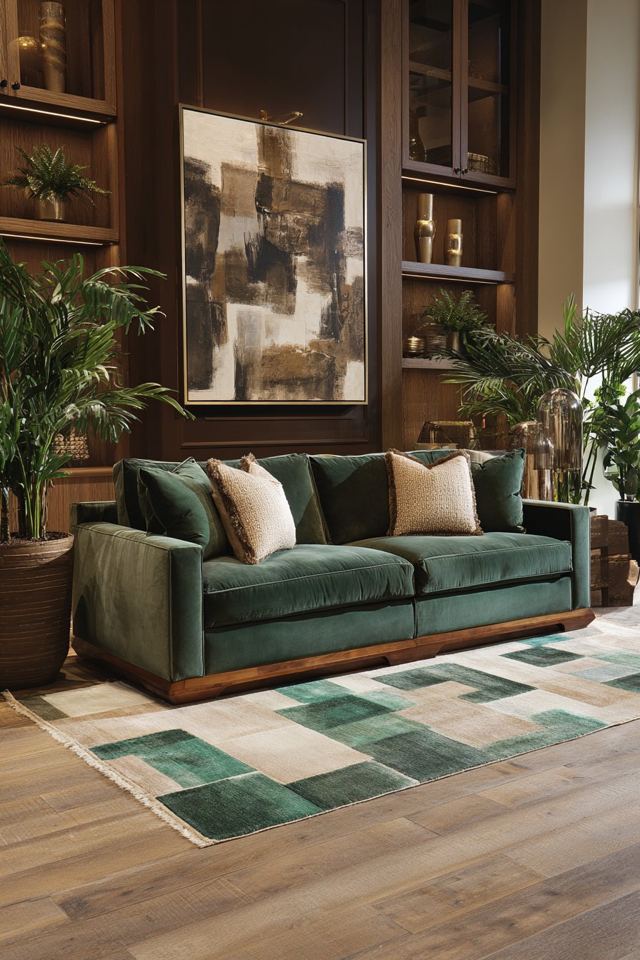 Hunter Green Velvet with Walnut Base Sophistication