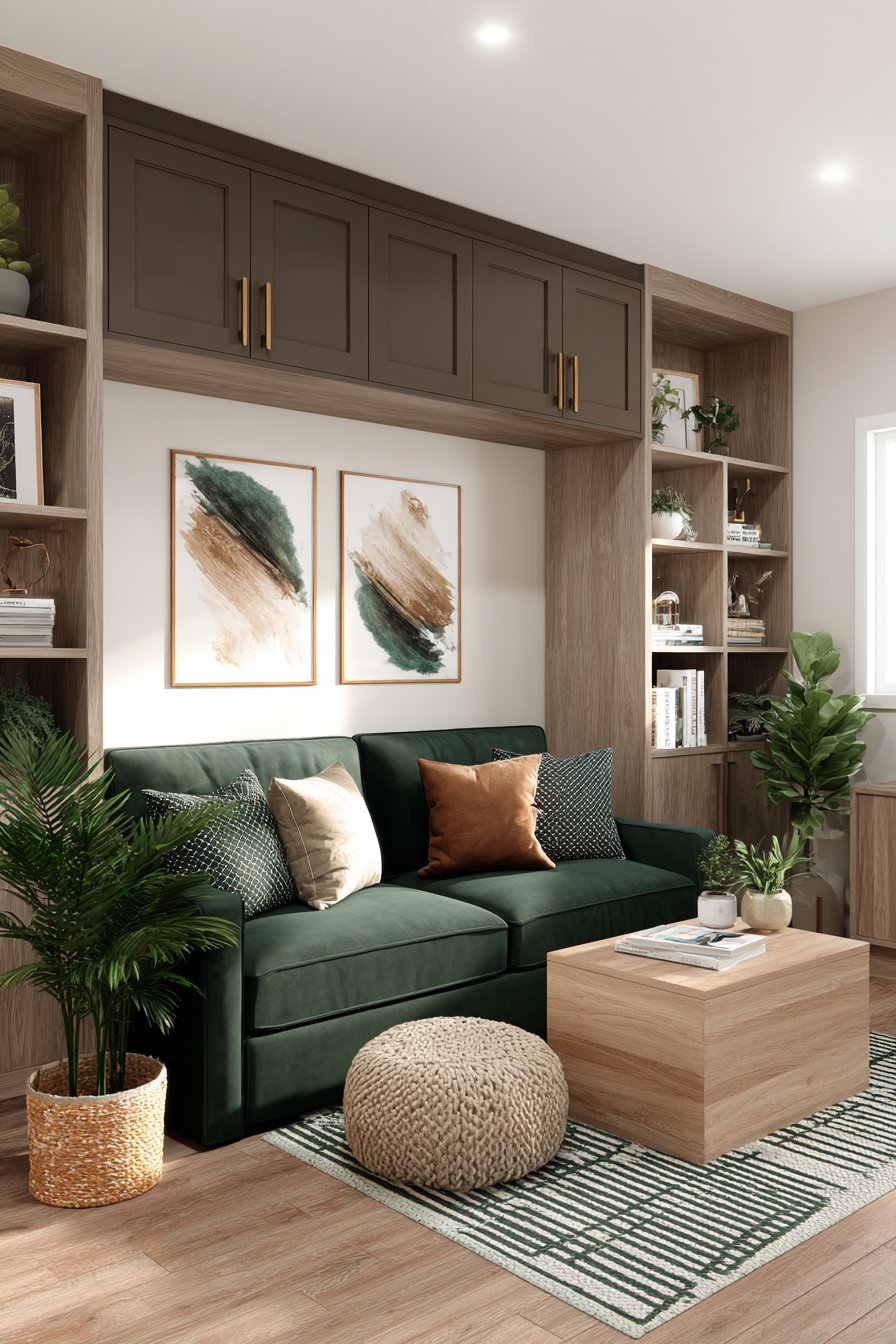 Hunter Green Velvet with Walnut Base Sophistication