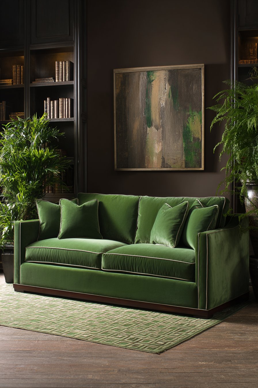 Hunter Green Velvet with Walnut Base Sophistication