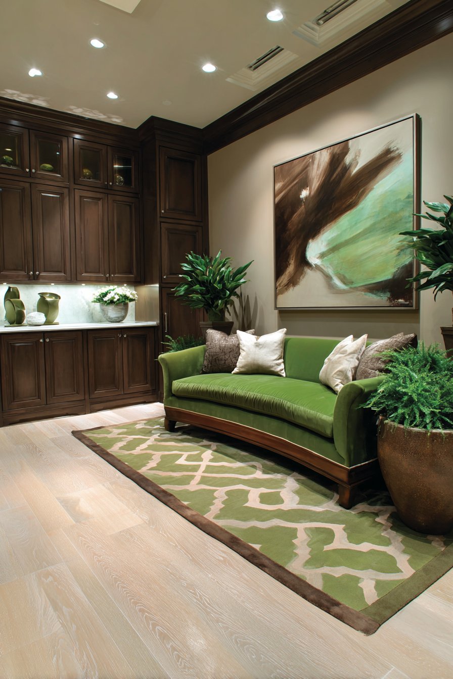 Hunter Green Velvet with Walnut Base Sophistication