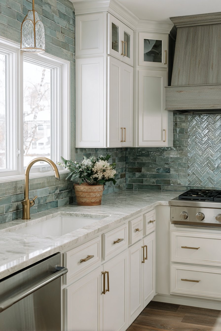 Handmade Ceramic Tile Backsplash Feature