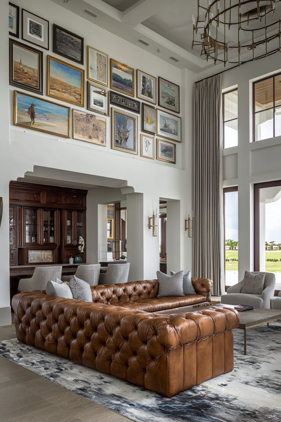 Gallery Wall Spanning Both Levels