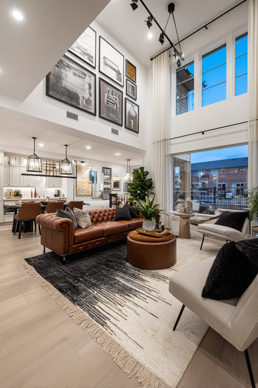 Gallery Wall Spanning Both Levels