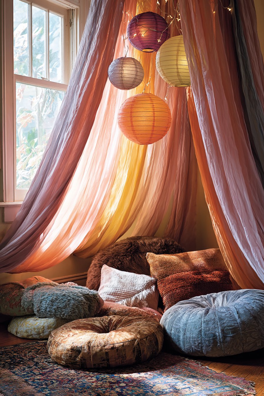 Flowing Fabric Canopy Bohemian Retreat