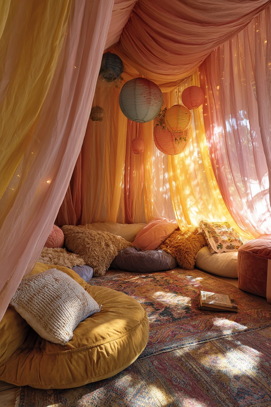 Flowing Fabric Canopy Bohemian Retreat