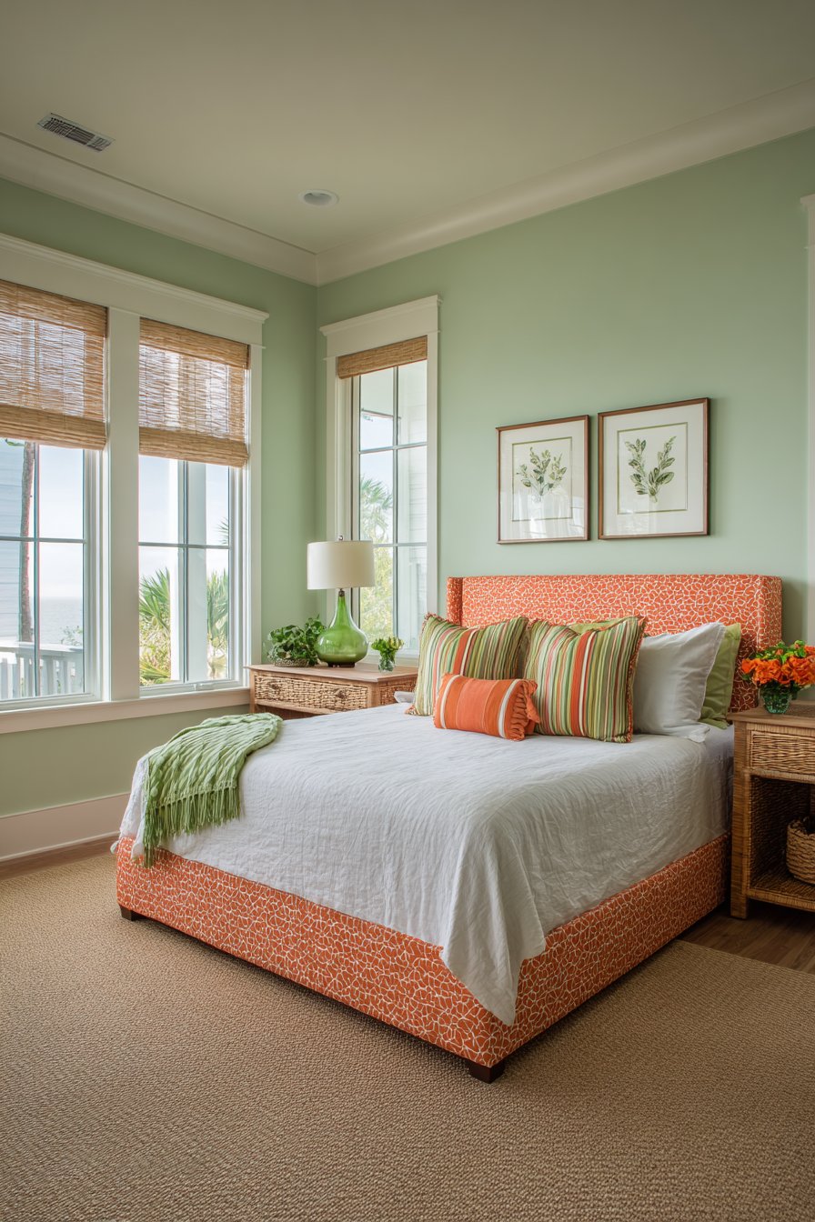 Tranquil Seafoam and Orange Oasis