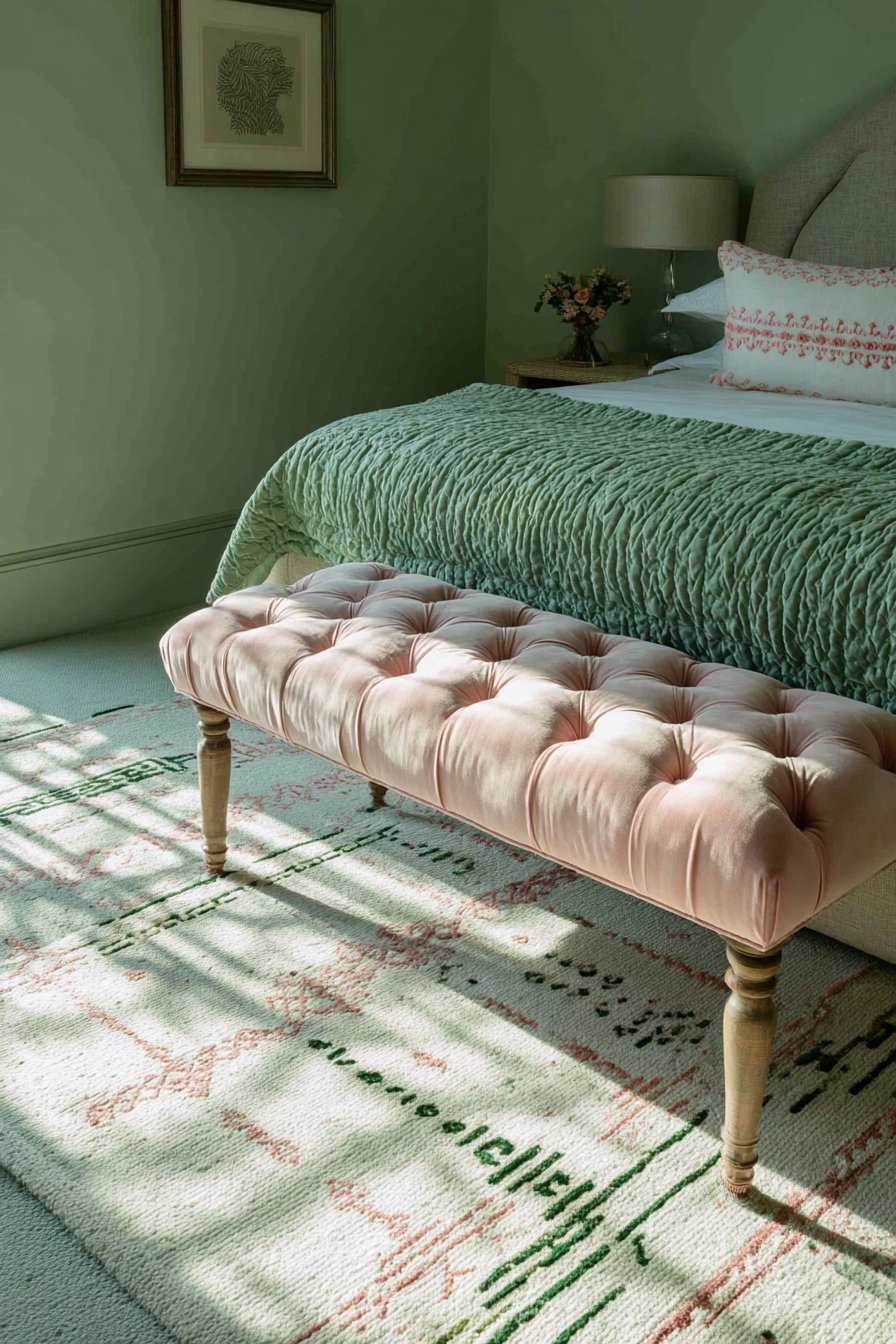  Tufted Bench with Quilted Coverlet Coordination