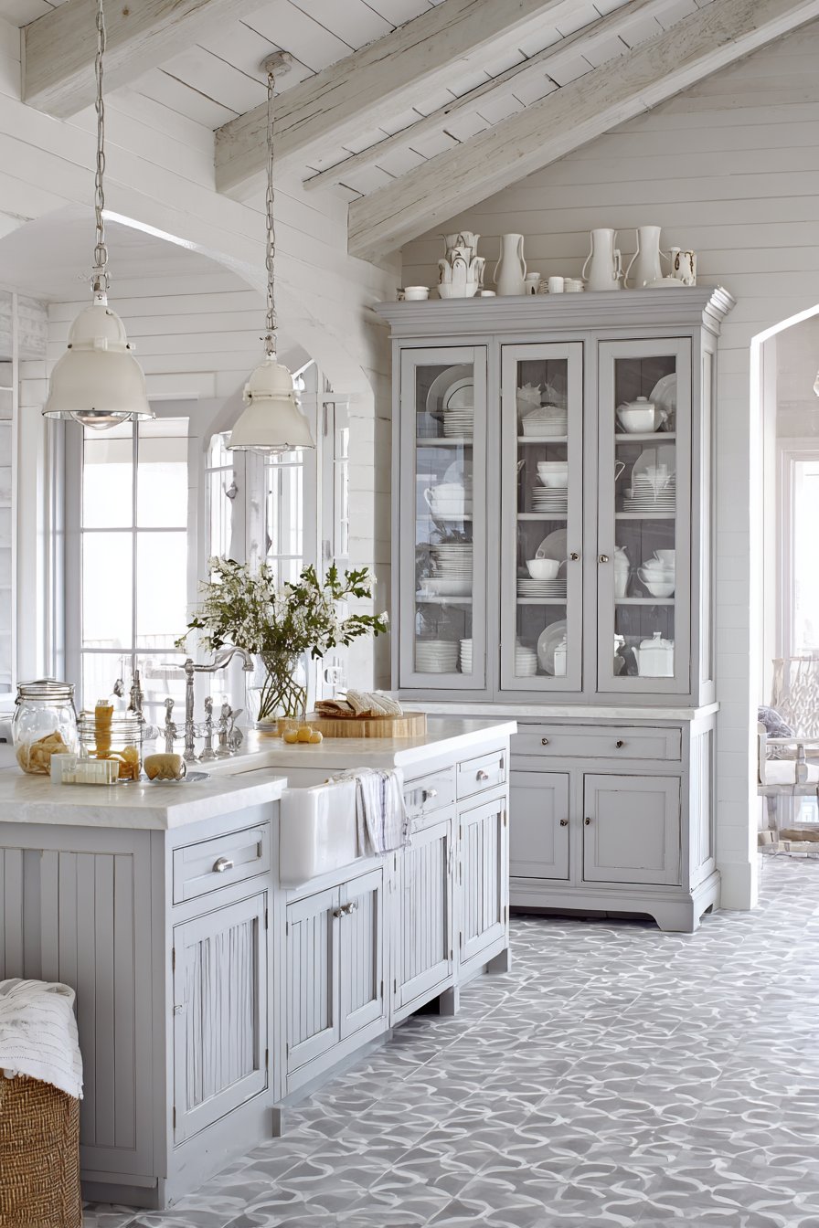Farmhouse Grey and White Kitchen with Rustic Charm