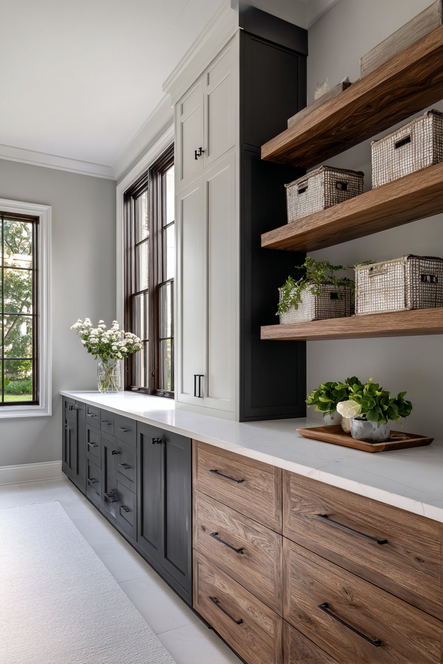 Two-Tone Charcoal and White Color Blocking