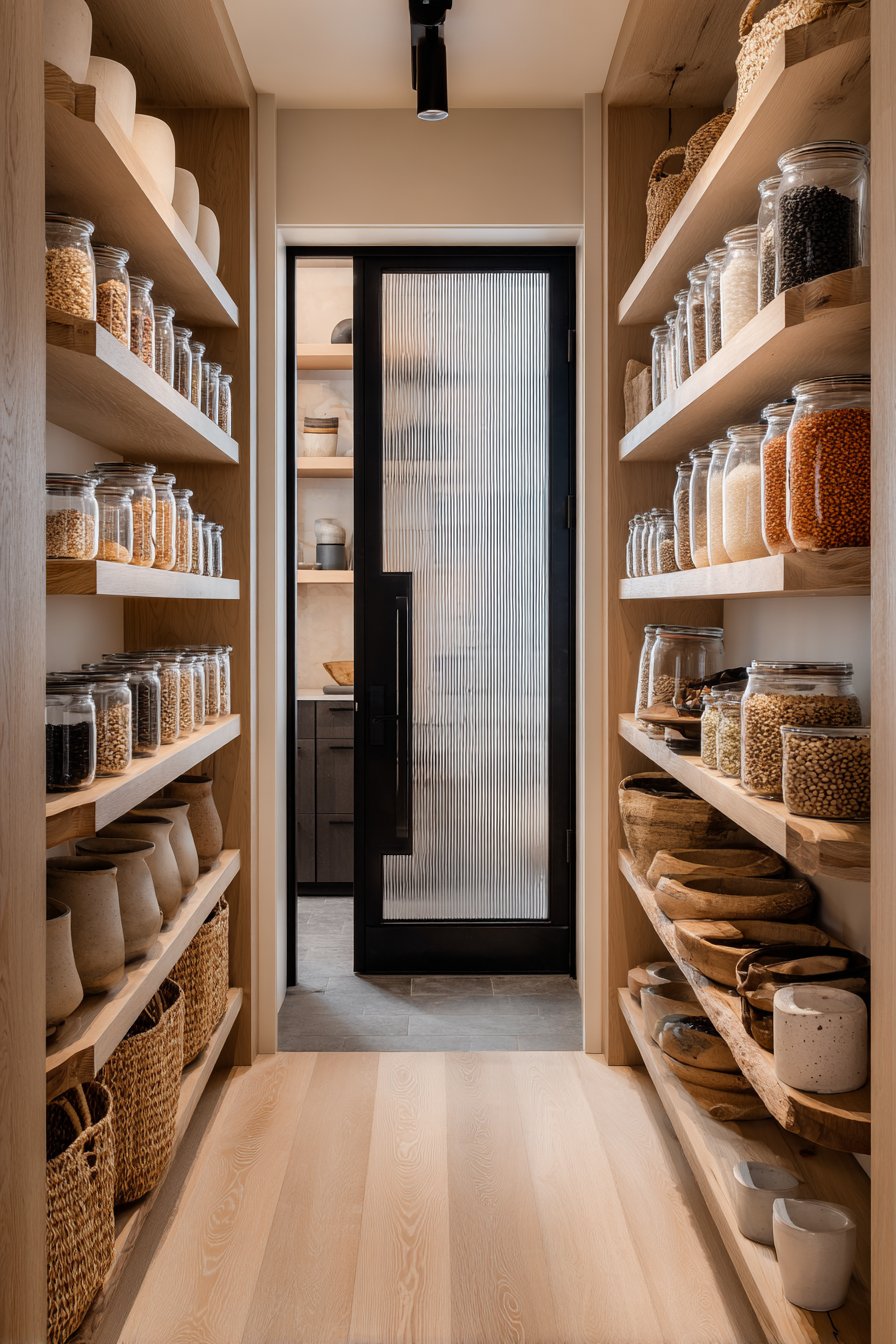 Natural Oak Pantry with Live Edge Details