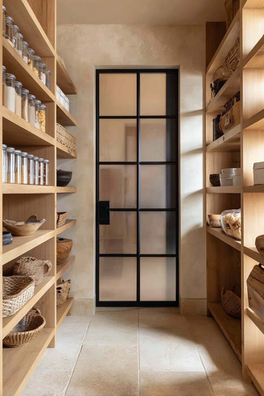 Natural Oak Pantry with Live Edge Details