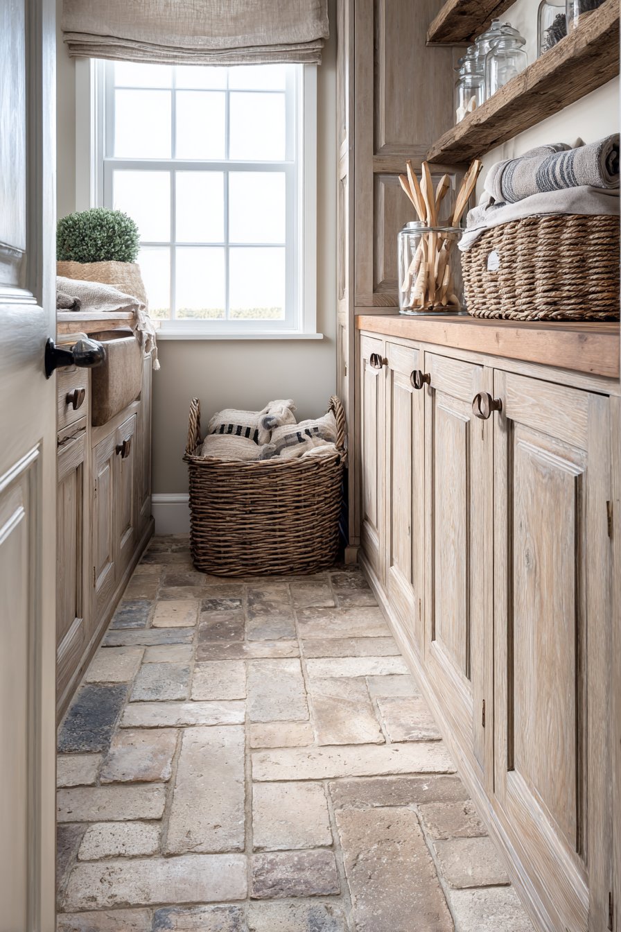 Pale Oak Cabinetry with Teak Countertops