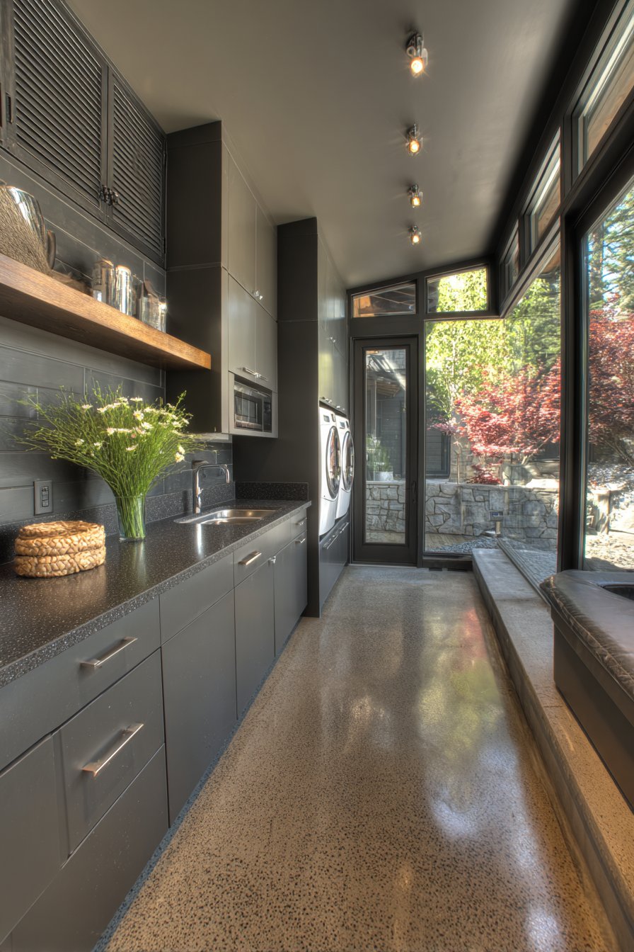 Contemporary Breezeway Laundry Connection