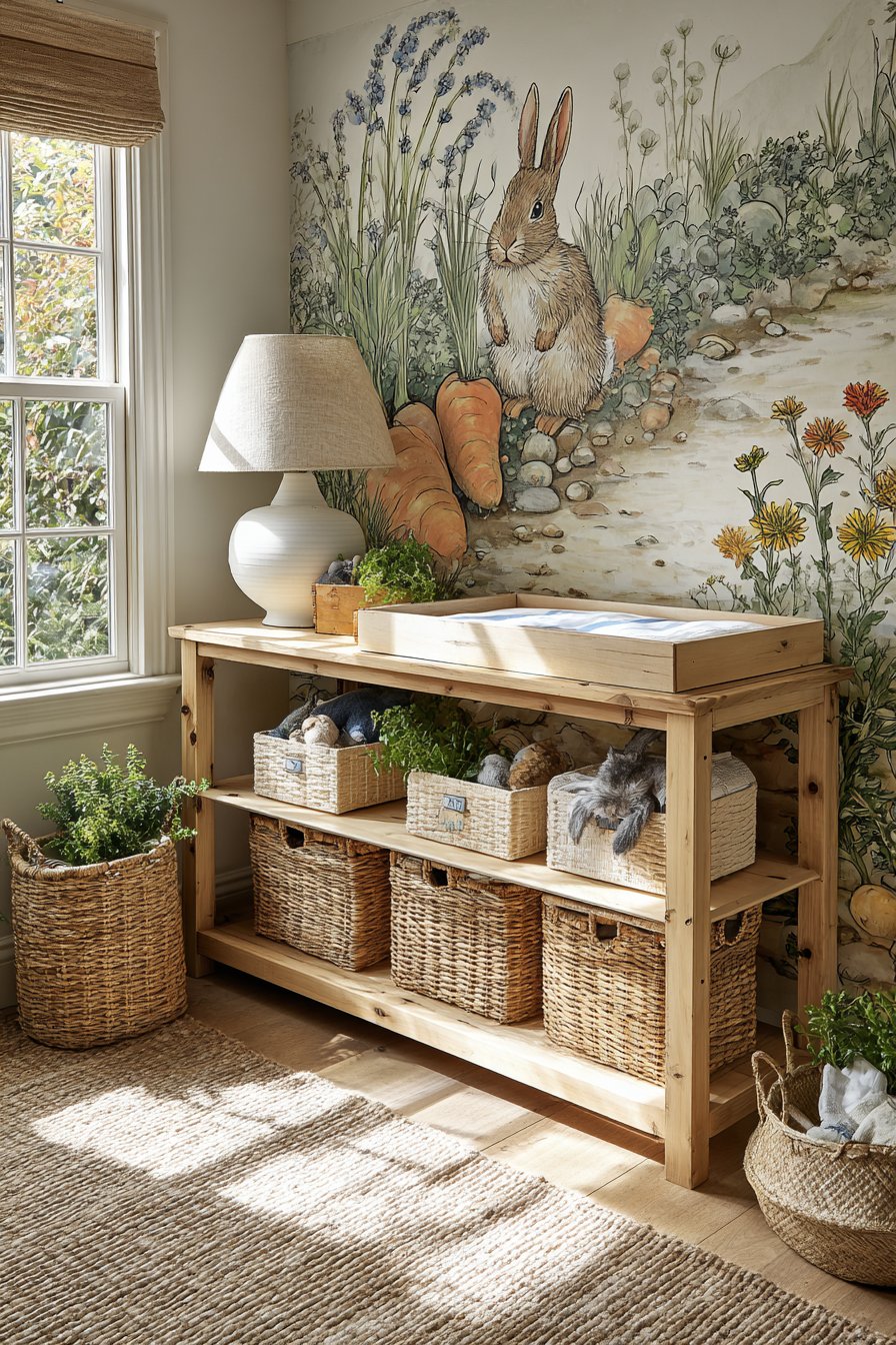 Changing Station with Watercolor Mural Backdrop