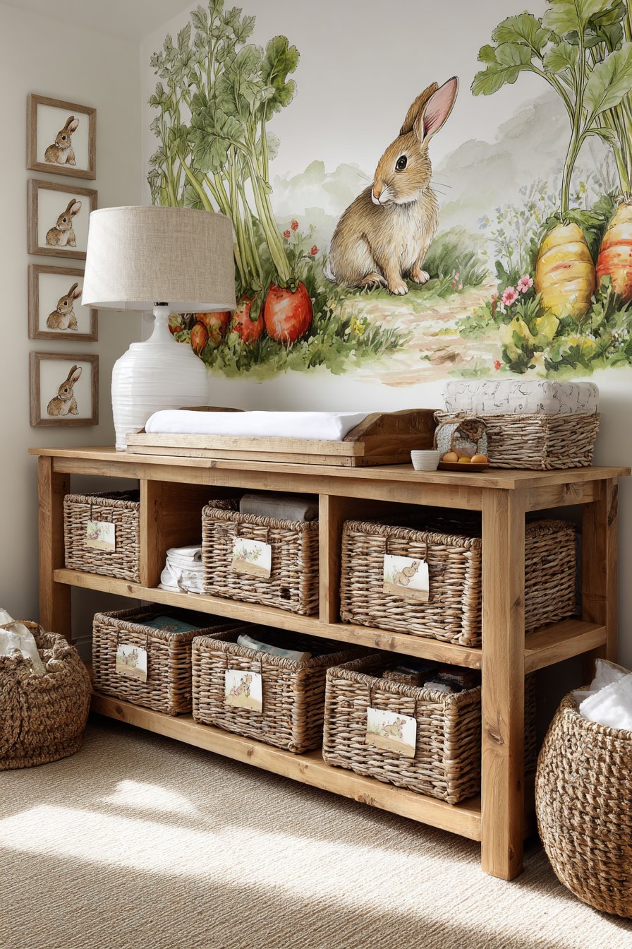 Changing Station with Watercolor Mural Backdrop