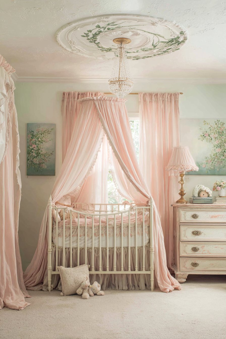 Romantic Canopy Crib with Flowing Fabric