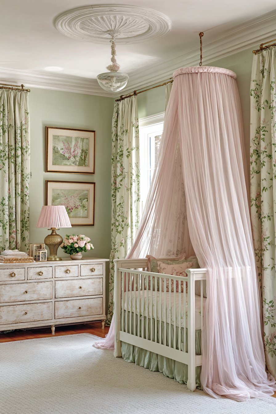 Romantic Canopy Crib with Flowing Fabric