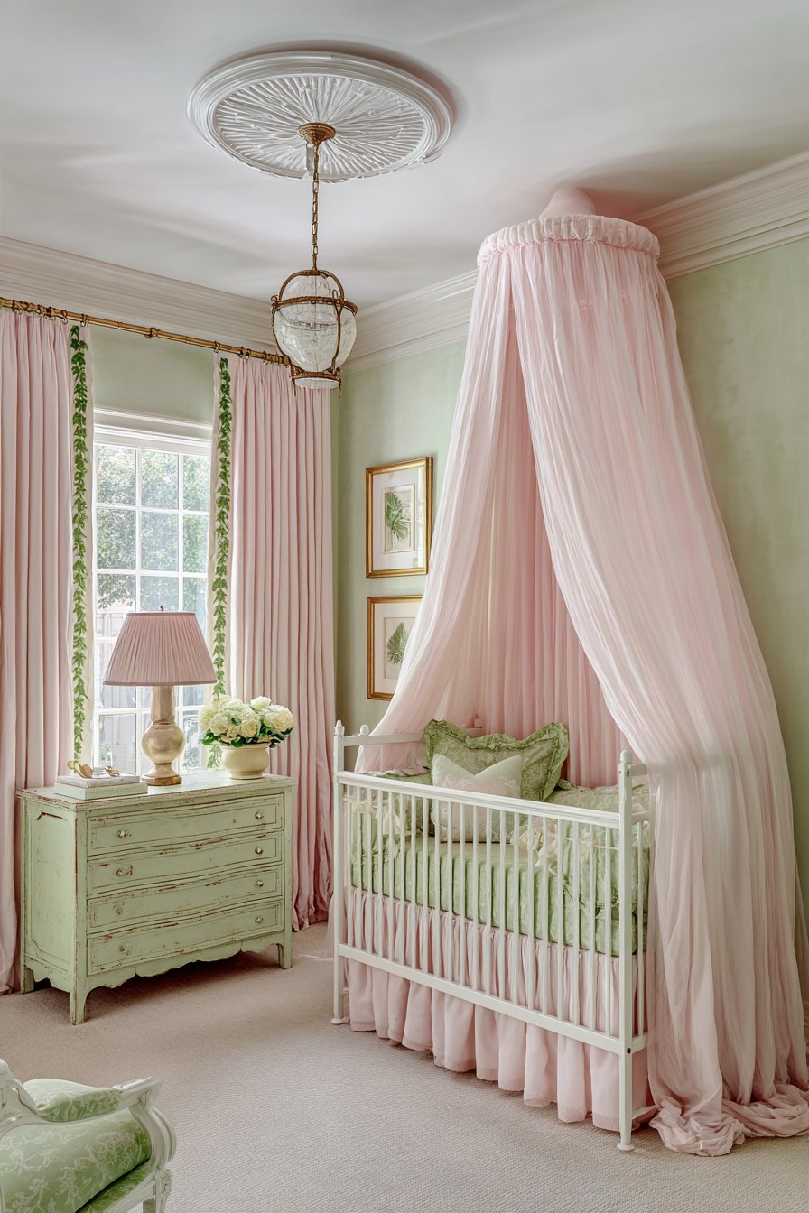 Romantic Canopy Crib with Flowing Fabric