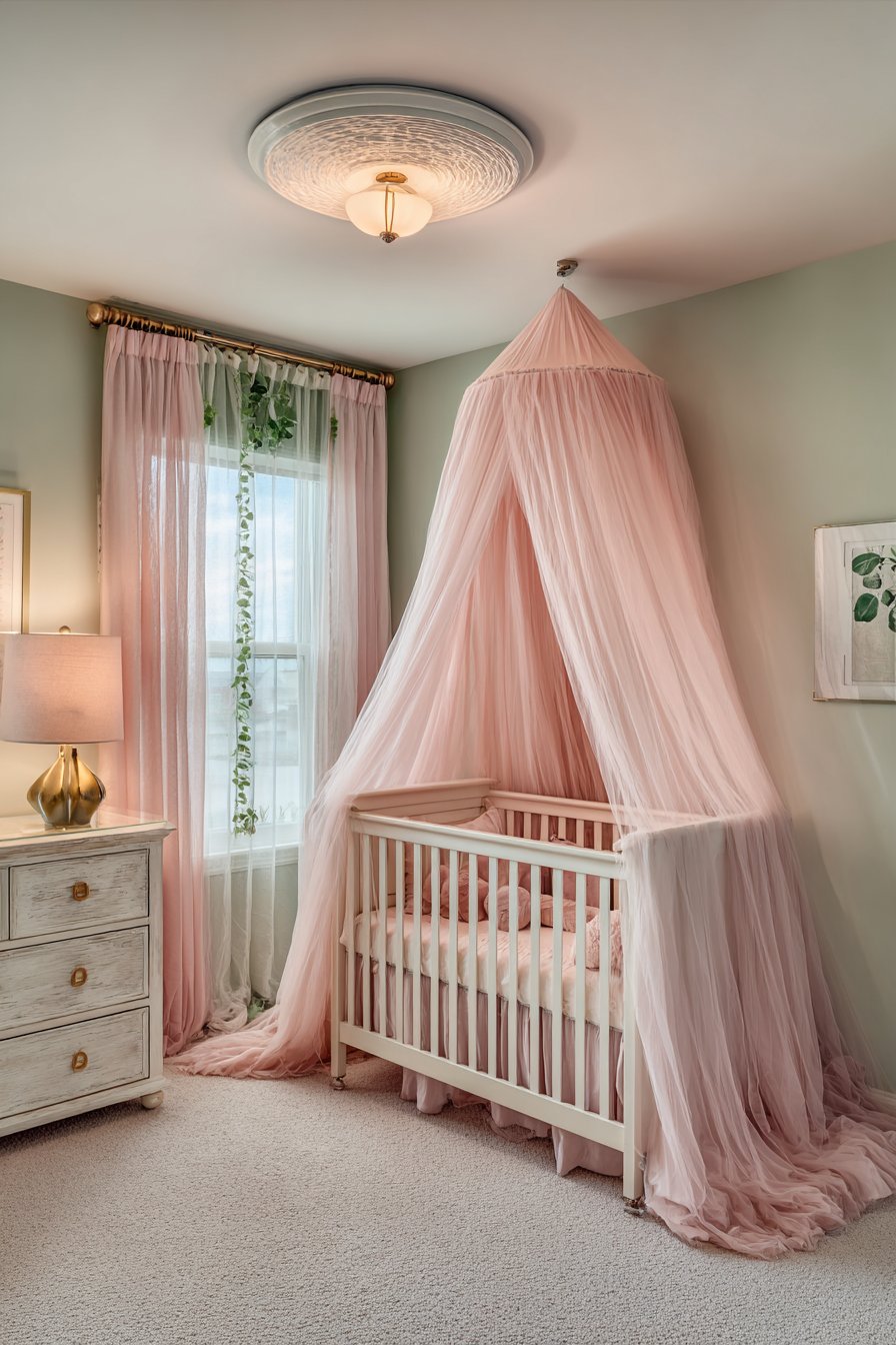 Romantic Canopy Crib with Flowing Fabric