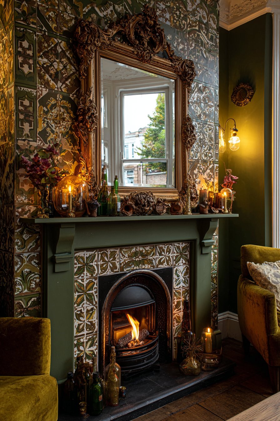 Victorian Fireplace with Unconventional Mantel Styling