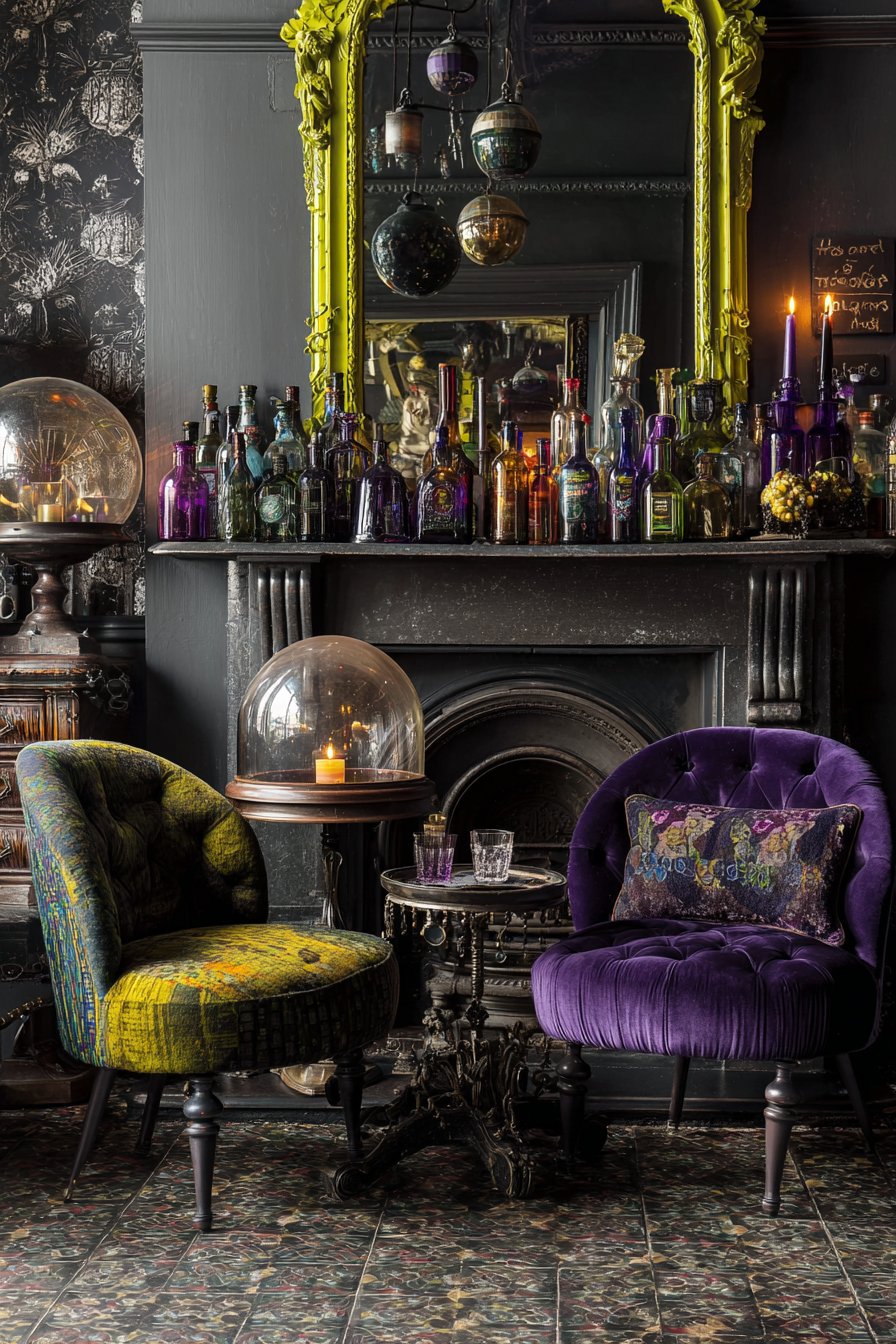 Victorian Fireplace with Unconventional Mantel Styling