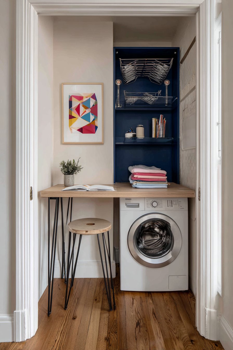 Pegboard Organization with Navy Blue Accent Wall
