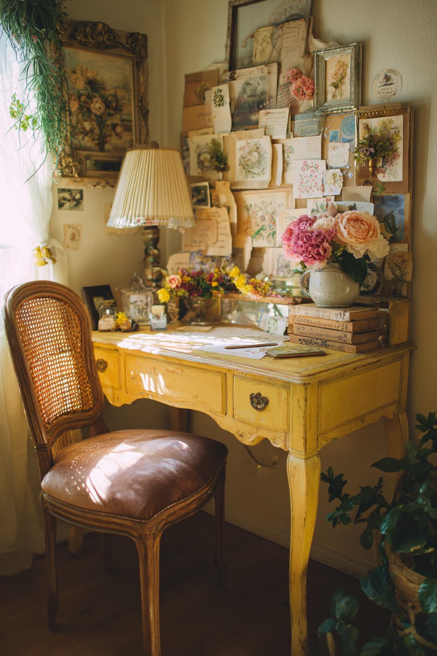 Butter Yellow Writing Desk Vignette