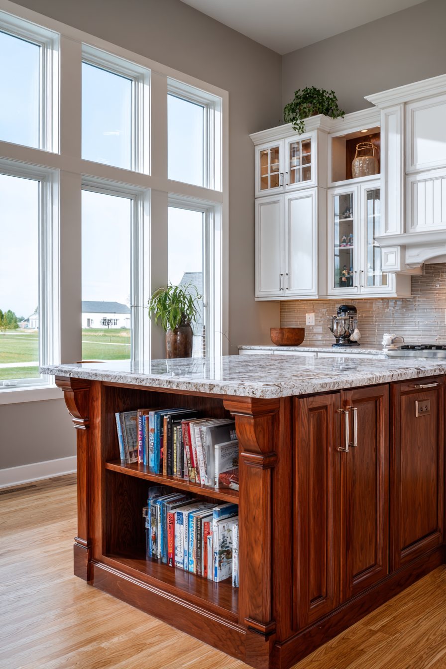 Transitional Cherry Island Kitchen