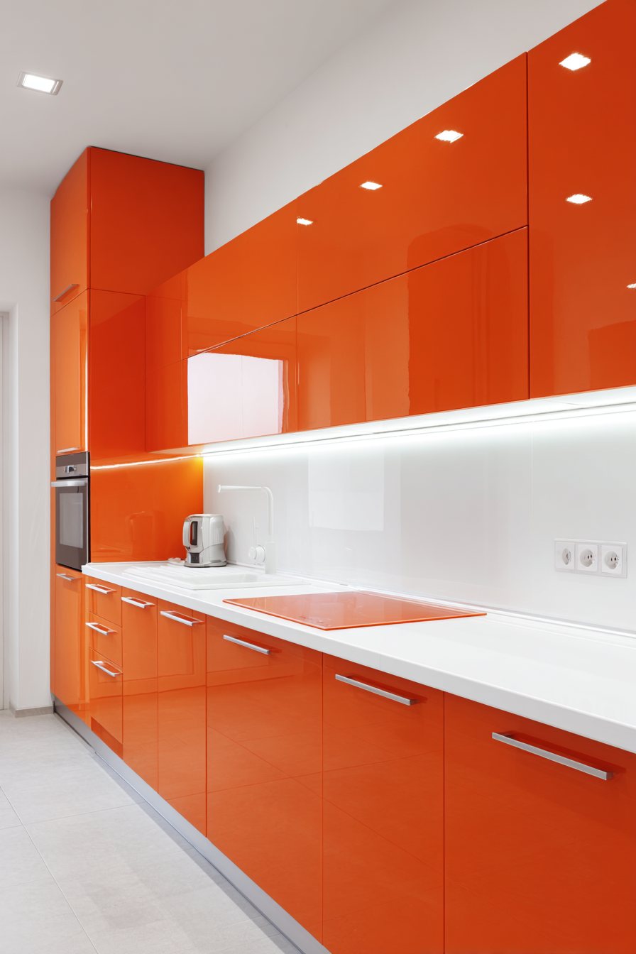 Sleek Contemporary Glossy Orange Kitchen