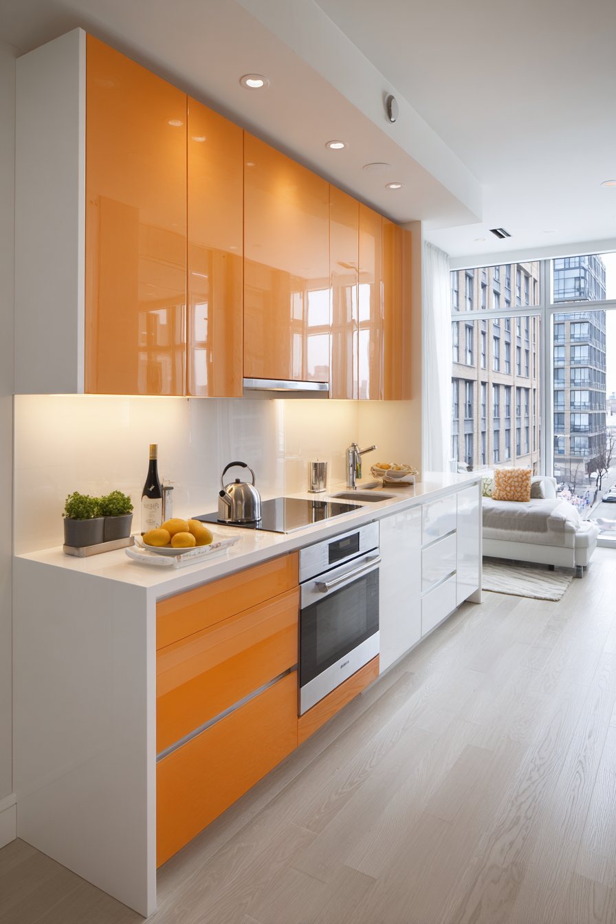 Sleek Contemporary Glossy Orange Kitchen