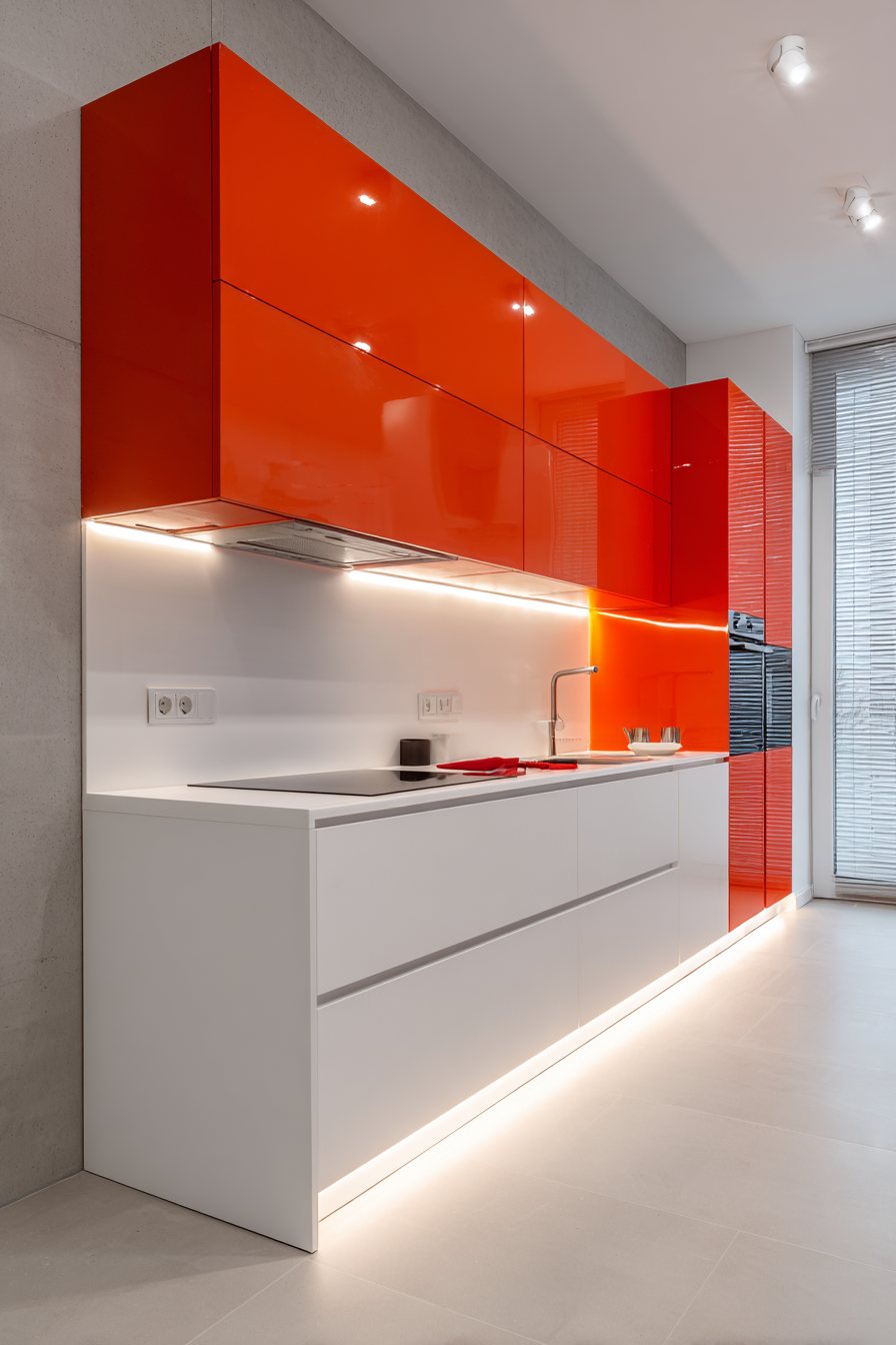 Sleek Contemporary Glossy Orange Kitchen