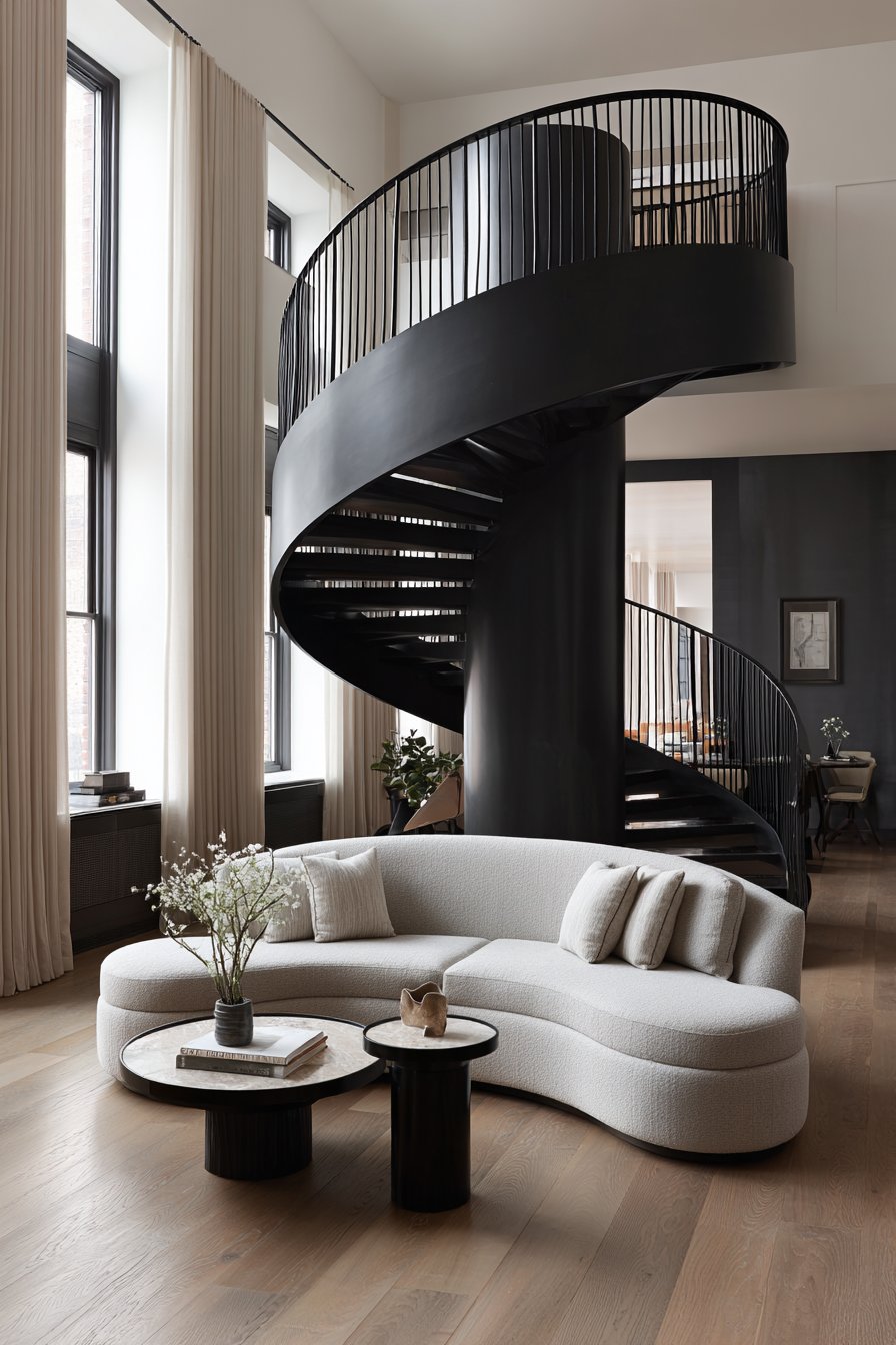 Architectural Black Steel Staircase Drama