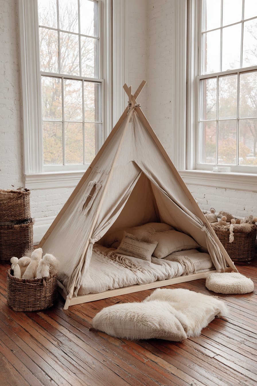 Montessori Floor Bed with Textile Layers