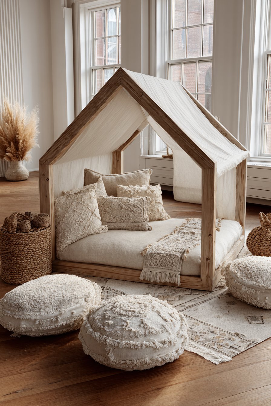 Montessori Floor Bed with Textile Layers