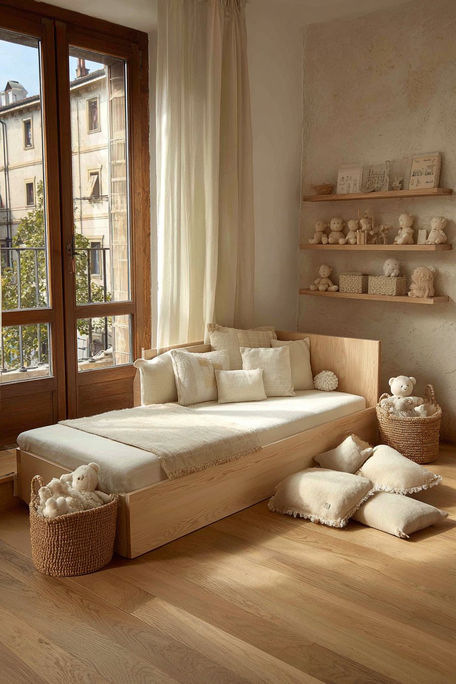 Montessori Floor Bed with Textile Layers