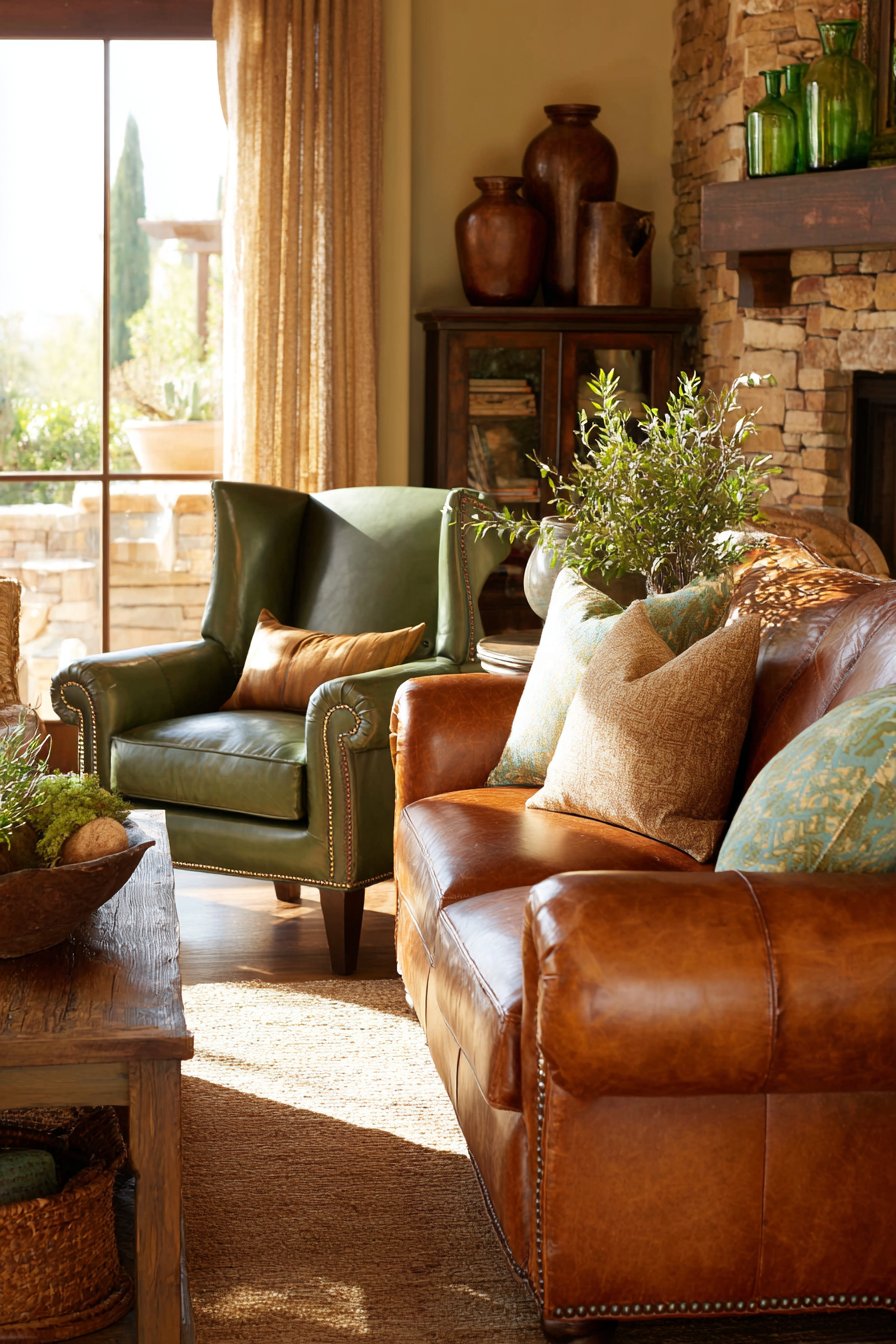 Tan Leather with Forest Green Wingback Balance