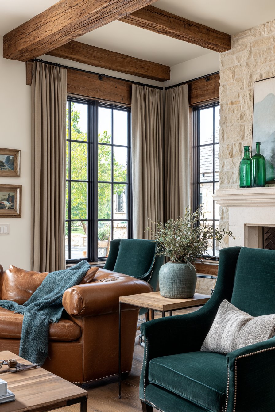 Tan Leather with Forest Green Wingback Balance