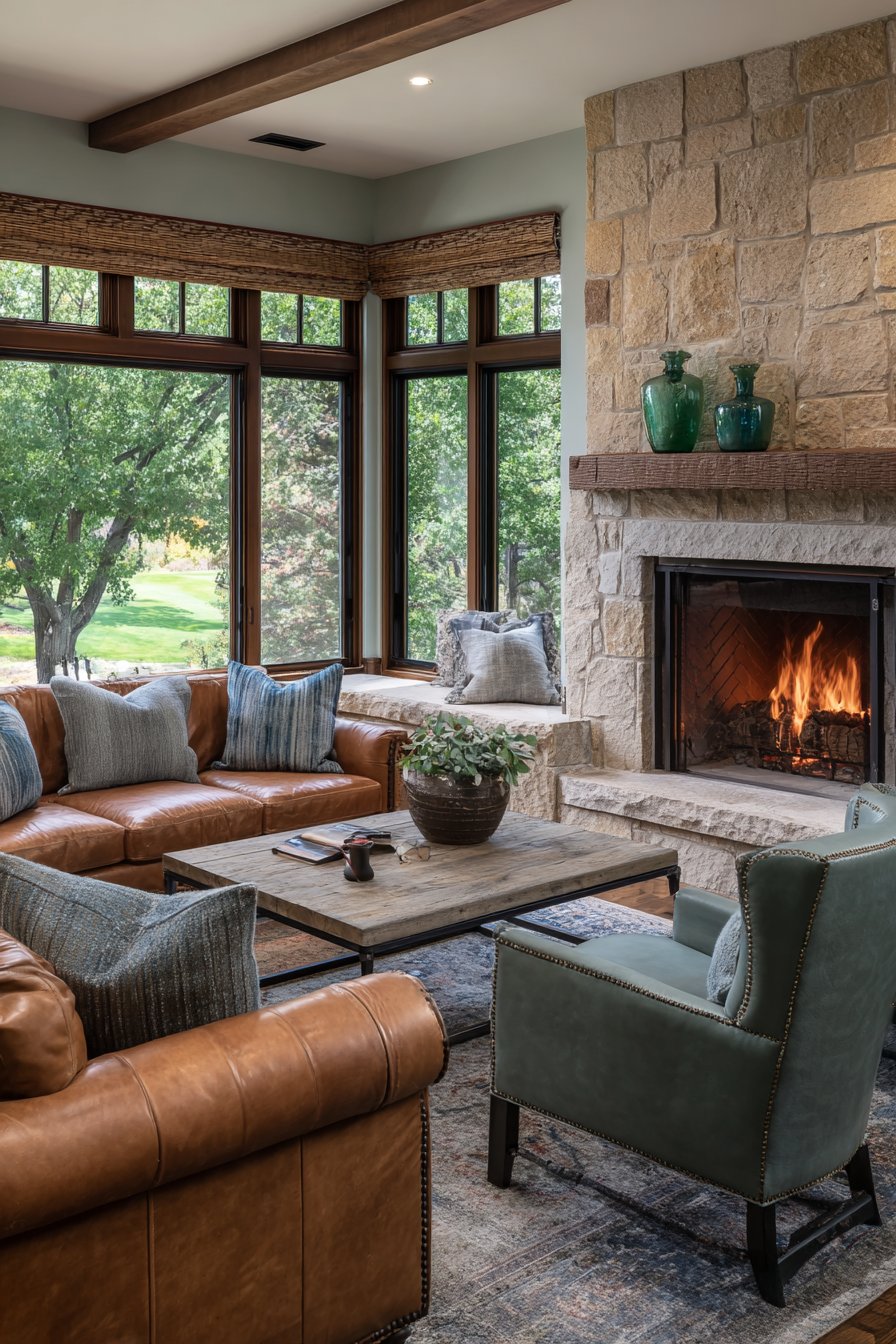 Tan Leather with Forest Green Wingback Balance