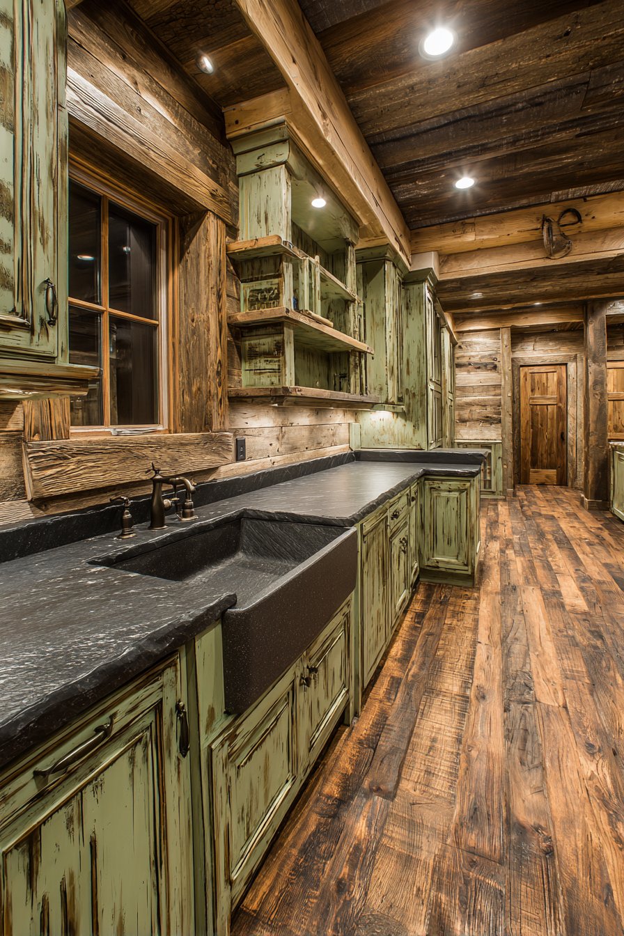 Rustic Farmhouse with Weathered Sage Cabinets