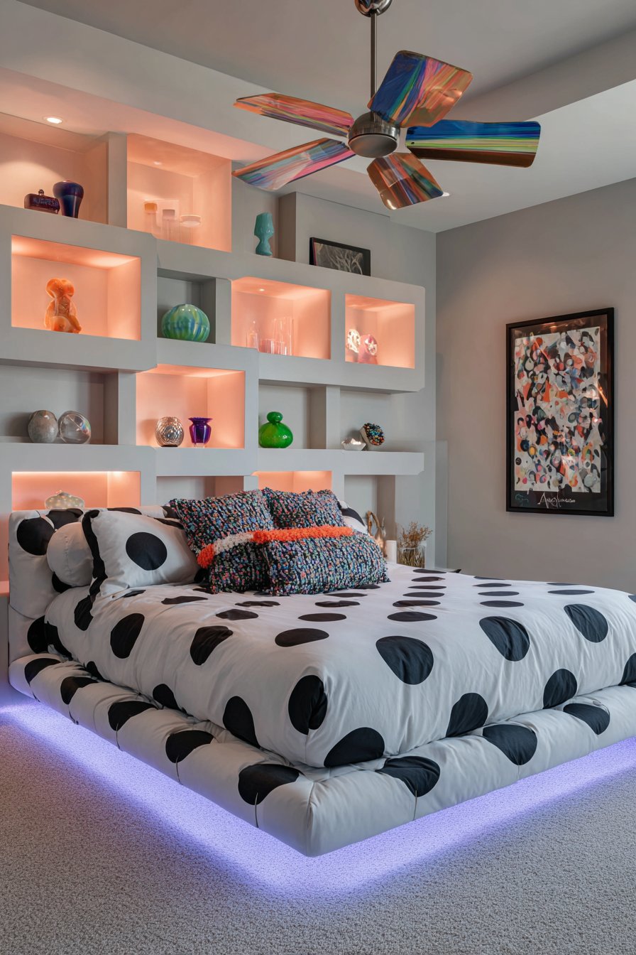  LED Platform Bed Contemporary Funk