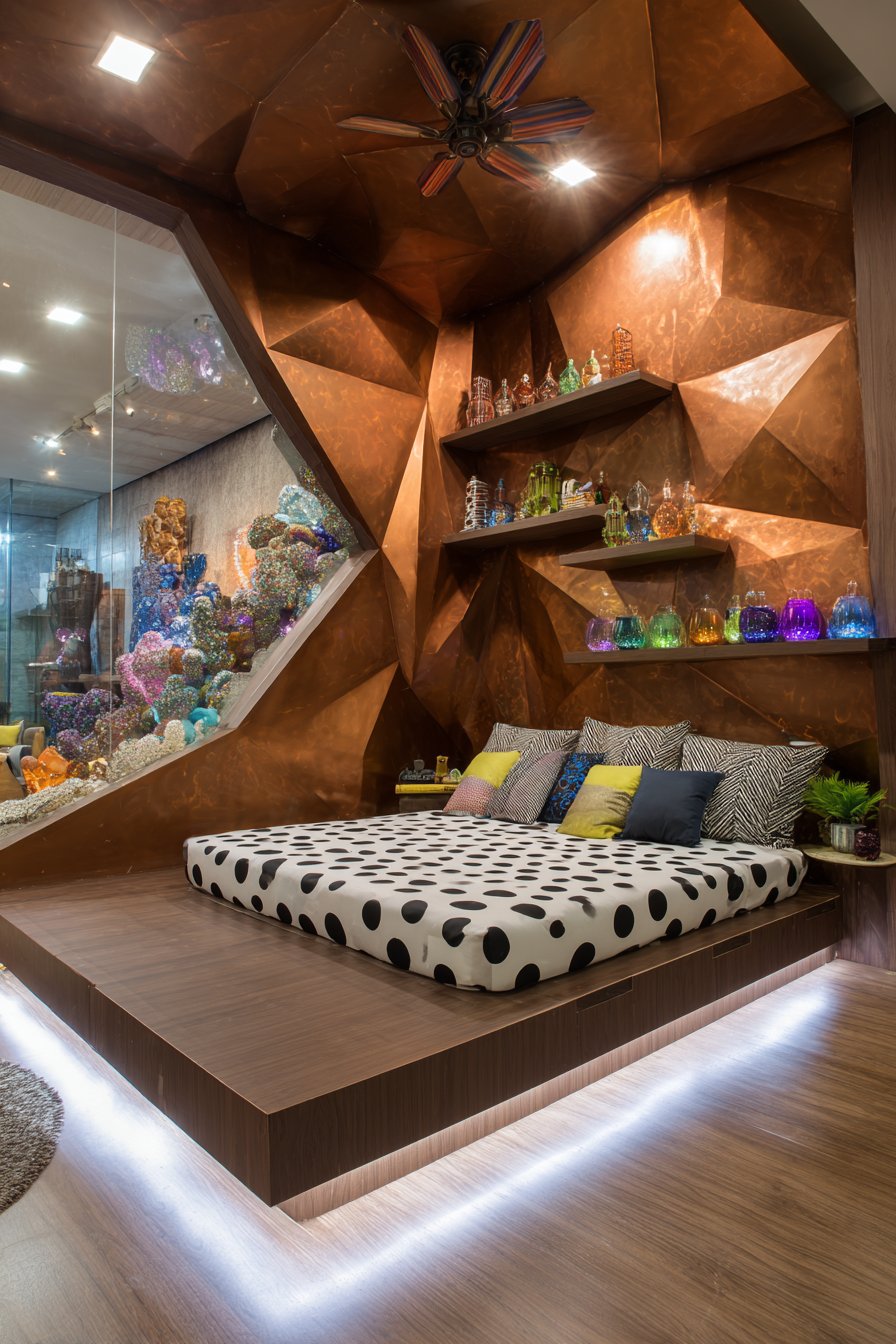  LED Platform Bed Contemporary Funk