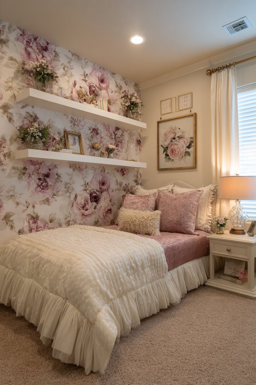 Floral Wallpaper Accent Wall