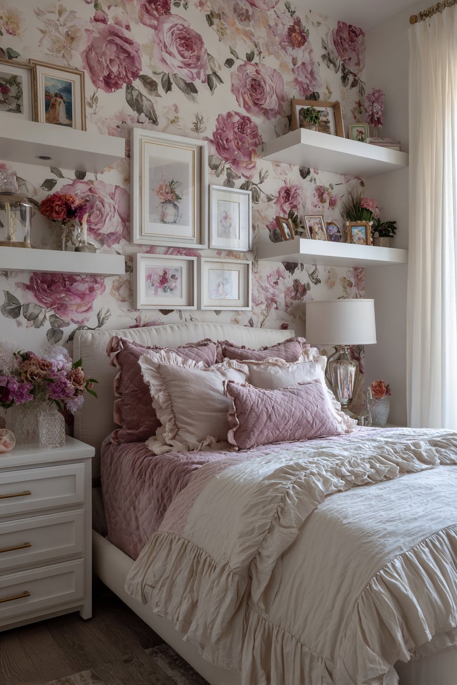 Floral Wallpaper Accent Wall