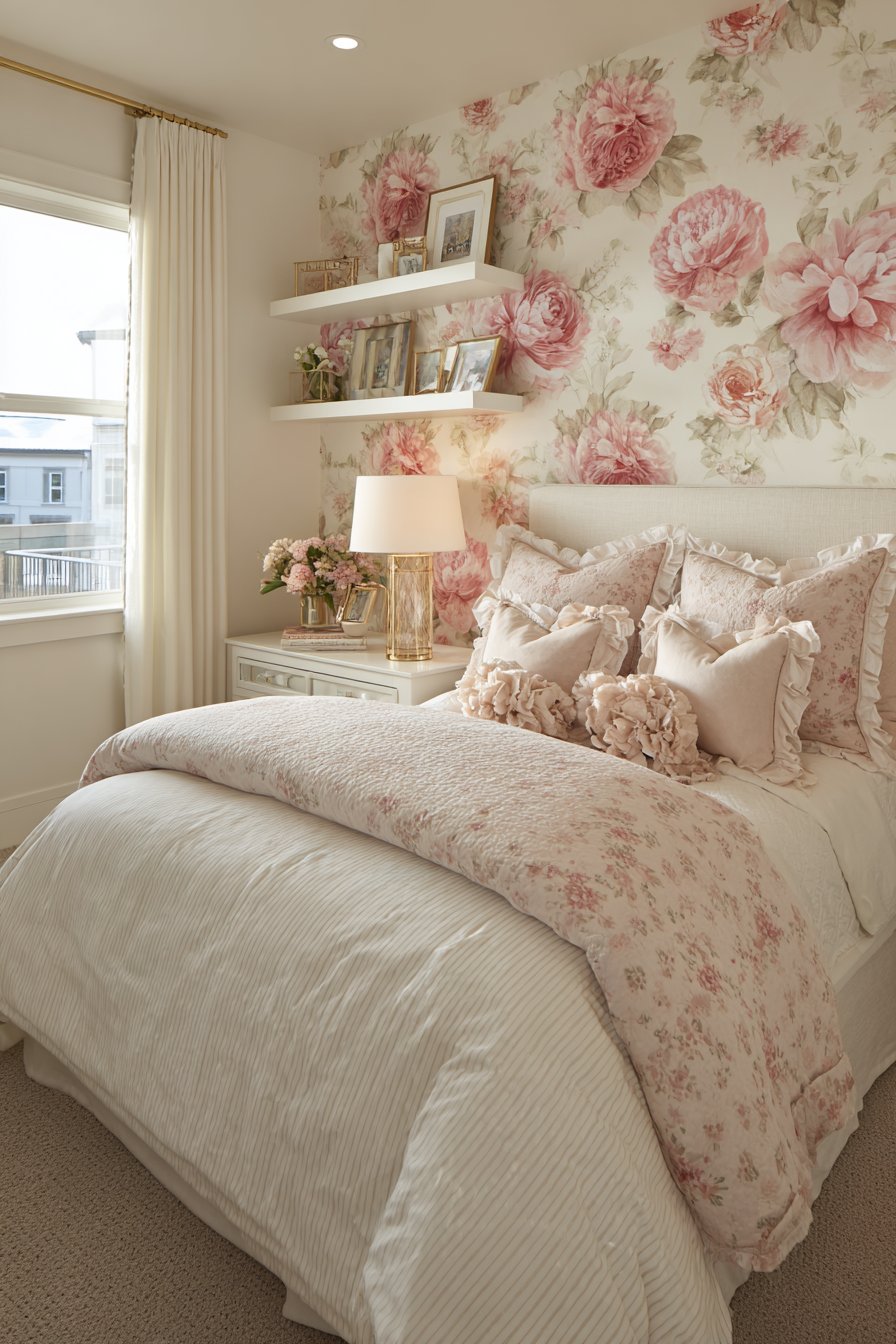 Floral Wallpaper Accent Wall