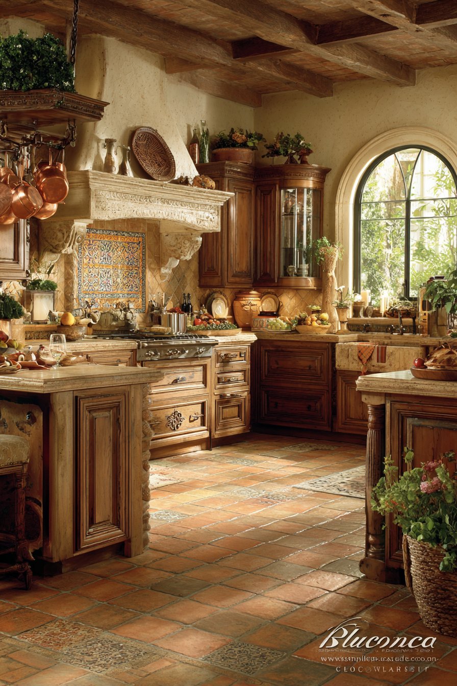 Mediterranean Brass and Terracotta Kitchen