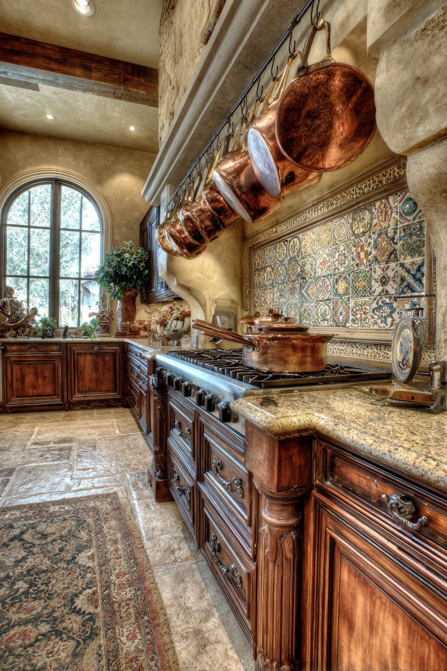Mediterranean Brass and Terracotta Kitchen