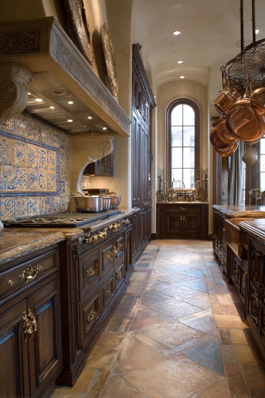 Mediterranean Brass and Terracotta Kitchen