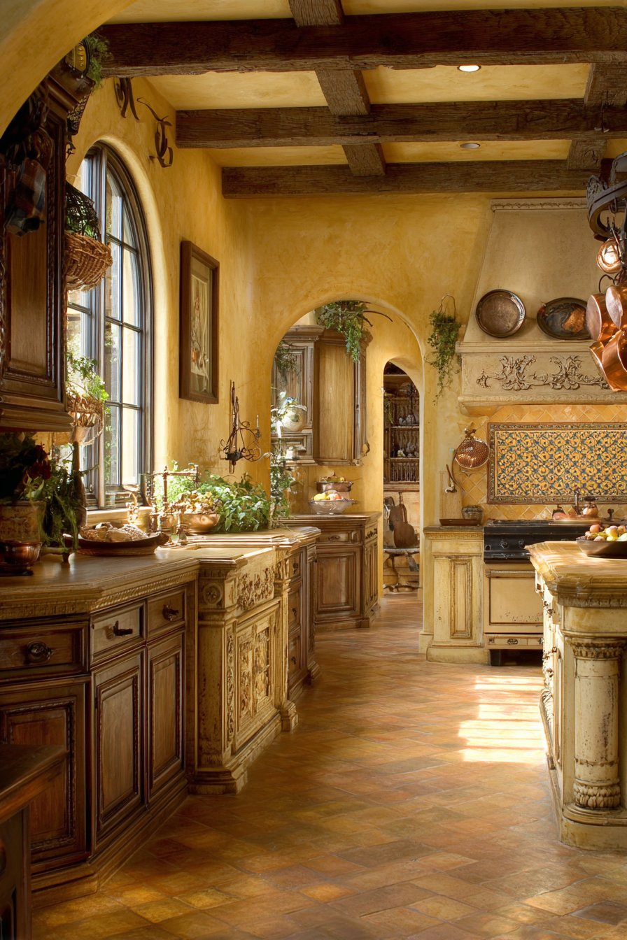Mediterranean Brass and Terracotta Kitchen