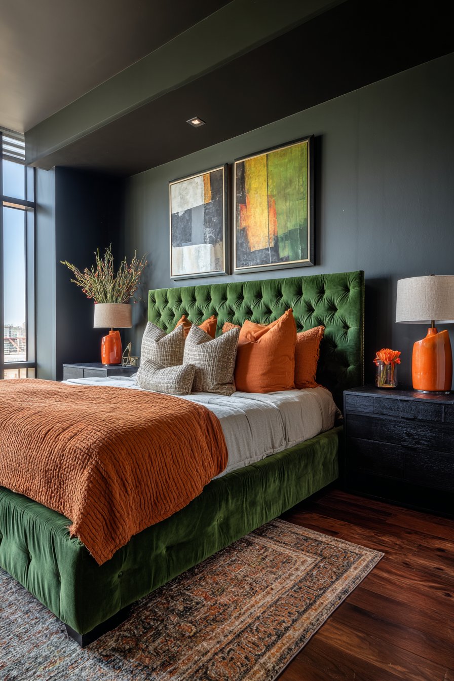 Contemporary Emerald Velvet Drama